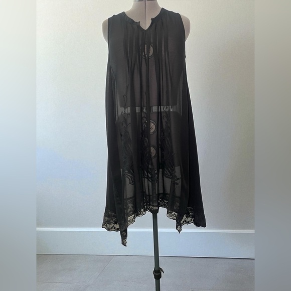 Staring at Stars black sheer lace dress large Boho whimsigoth Gothic festival - Picture 7 of 8